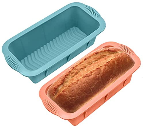 2 Pezzi Stampi Per Pane in Silicone, Teglia per Pane, Teglia per Toast in Silicone, Stampo Rettangolare Antiaderente per Teglia Torta Pasticceria Fai Da Te - 25 x 13,2 x 7 cm