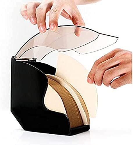 Support de filtre à café avec couvercle anti-poussière - Porte-papier filtre pour café, maison, capacité de stockage de 100 filtres en papier (noir)