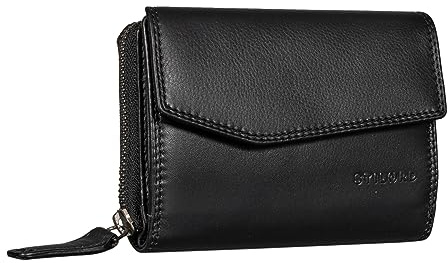 STILORD 'Lark' Damen Geldbörse Leder RFID Groß Geldbeutel Vintage Portemonnaie für Frauen NFC Schutz Ledergeldbörse Damen Echt Leder, Farbe:schwarz