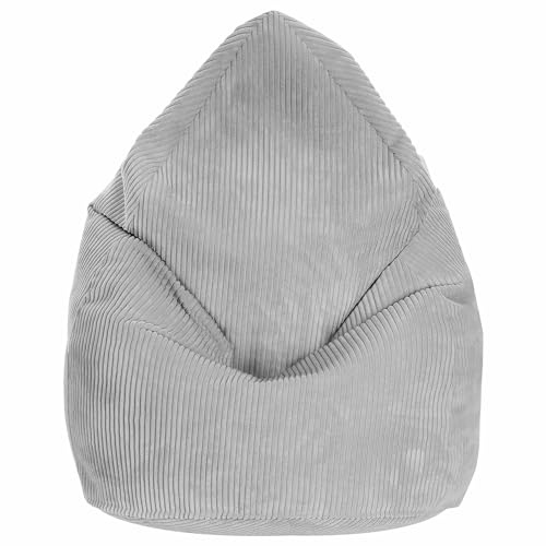DreamRoots Sitzsack Erwachsene Cord 80x80x120 cm, Cool Gray | Bean Bag Chair, mit Füllung, Lehne & Bezug, Sitzsack für Teenager & Erwachsene, Sitzkissen Boden