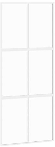 vidaXL Porta Scorrevole Bianca 90x205 cm Vetro Temperato e Alluminio