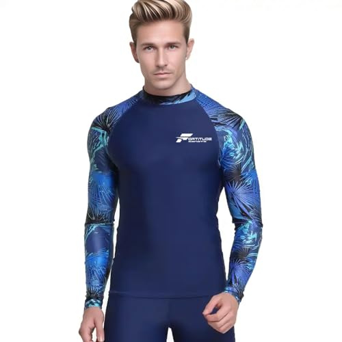 Fortitude Sports Long Sleeve Rash Vest for Men | UPF 50+ UV Protection, Mens Compression Top for Watersports and Swimming | Mens Rash Vests for Swimming