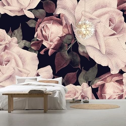 Tapete Retro Rosa Blume Fototapete Vliestapete Fototapete 3d Effekt Dekoration Tapeten Wohnzimmer Wallpaper Büro Flur Fototapete Schlafzimmer Kinderzimmer Tapete 150x117.5cm