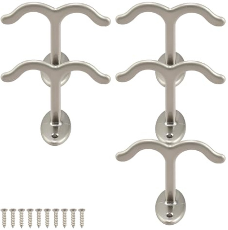 PARFCO Argent Crochet Plafond, 5 Pièces Crochet a Visser, Conception à Double Griffe, Crochet Mural a Visser Alliage de Zinc pour Ventilateurs de Plafond, Paniers de Fleurs, Manteaux