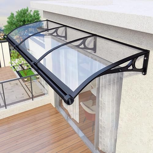 Aluminum Alloy Large Sink Window Awning Door Canopy - Patio Porch Cover With Polycarbonate UV Rain Snow Protection - Back Garden Awning With Bracket - Transparent 60x60cm/24x24in