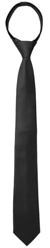 Lilbitty Corbata negra preatada, ajustable, estrecha con cremallera, 6,9 cm, para sujetar, color sólido para bodas, graduaciones, escuelas, Negro, L