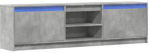 vidaXL TV Cabinet with LED, TV Cabinet with Storage Space, TV Table for Living Room, Bedroom, Lowboard TV Furniture, Concrete Grey Wood Material