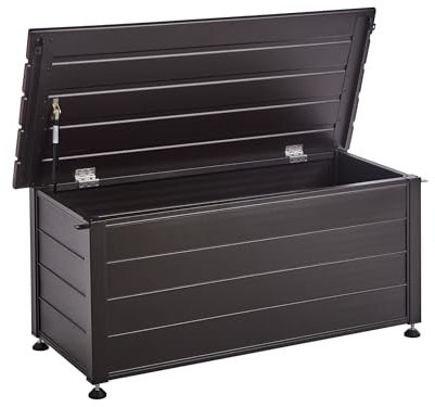 Beliani Gartentruhe 190L Aluminium dunkelbraun wasserfest Kissenbox Auflagenbox Campalto