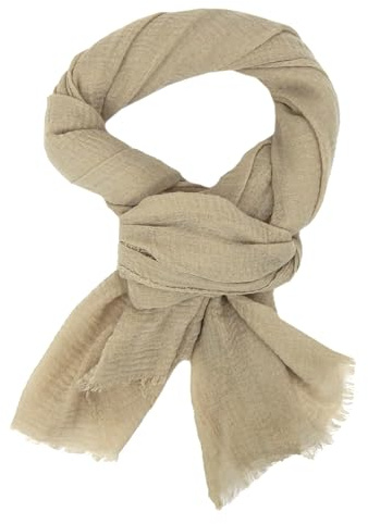 Sciarpa da uomo Ella Jonte, sciarpa leggera e morbida tinta unita, beige., Taglia unica