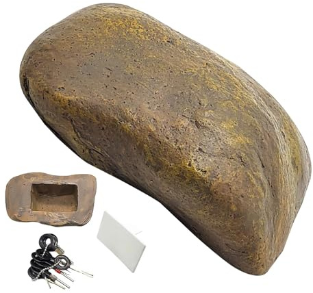 Caja de llaves de piedra para exteriores, escondite de llaves de roca falsa, caja de llaves de piedra simulada, funda de resina para llaves de imitación de roca falsa, impermeable, roca decorativa