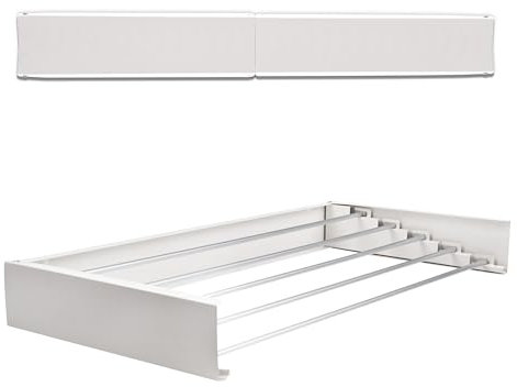 Crystals Wall-Mounted Retractable Airer | Foldable Laundry Drying Rack with 70/80/100cm Rods | Space-Saving Indoor & Outdoor Clothes Dryer, 4.2m Hanging Space, Easy Installation (100cm Clothes Rack)