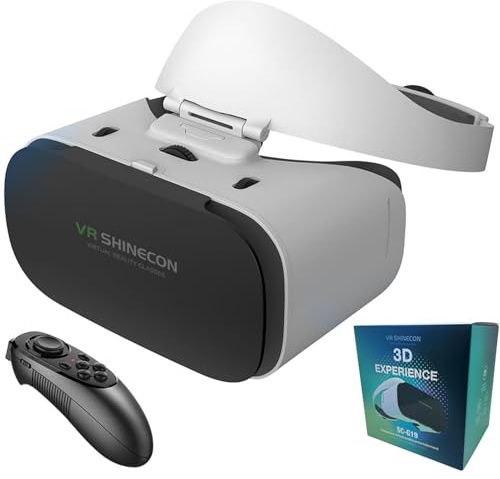 EMEIHST VR-headset för telefon med kontroll, 3D VR-glasögon för TV, filmer och videospel, headset för virtuell verklighet för iPhone/Android-telefon, kompatibel 4,7-7,1 tum (052)