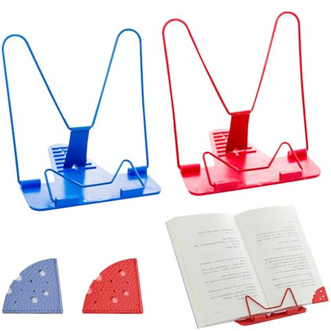 KASESSS 2 Stück Buchständer, Metall Buchhalter, Leseständer Faltbarer, Buchhalter Leseständer mit Lesezeichen, Buchständer Kinder Multifunktionales, Bücherständer für Büro Schule Bibliothek Zuhause