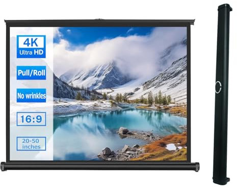 Plegable Portátil Pantalla De Proyección De 50 40 30 20 Pulgadas - Para Proyector Minis/Profesional LED/LCD/DLP - 4:3/16:9 HD 4K 3D Ángulo De Visión: 160°, Para Camping Cine En Casa(16:9 30 inch)