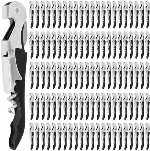 UCEHIPAW 110 Pack Waiter Corkscrew Wine Openers Black Heavy Duty Hinges All in One Double Hinged Tools for Bartenders Servers Sommelier