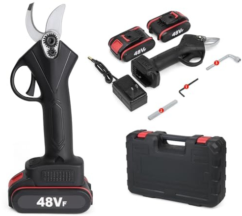 Forbice da Potatura, Doppia Batteria 48V, GARANZIA POST VENDITA, Carica Batteria, Cesoia da potatura Elettrica, Cesoie per Giardinaggio