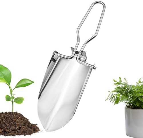Pala da Giardino In Acciaio Inossidabile Pieghevole Attrezzo da Cortile | Mano per Orto per Preparazione Terreno Scavo Piantumazione Semina Coltivazione