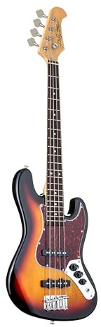 J & D JB Mini Sunburst 4-Saiter E-Bass mit kurzer 29 Mensur und zwei Single-Coil Pickups
