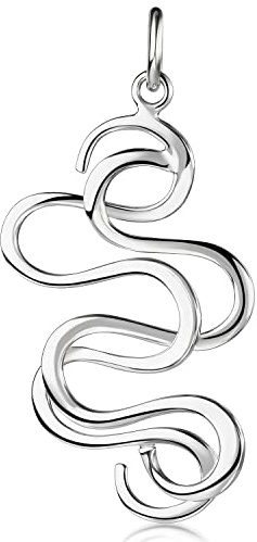 Großer Anhänger Silber 925 Damen Feuer Flamme ohne Kette KA-343 | Abstrakter Kettenanhänger für Halskette 20 x 31mm aus hautfreundlichem 925 Sterling Silber von MATERIA by Matthias Wagner