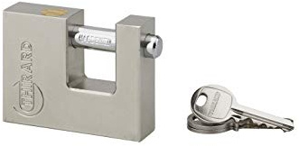 Cadenas LAND 70MM Gris Usage Extérieur - Verrouillage à Billes et Position Fermée pour Récupérer Clé - Corps Acier Monobloc - 3 clés Acier Nickelé, Anse Acier Chromé - THIRARD