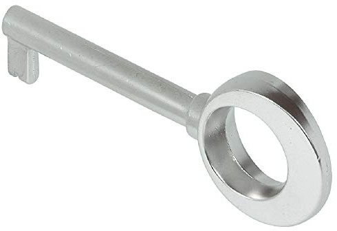 Gedotec Bartschlüssel Deko Ersatz-Schlüssel Schrank Buntbartschlüssel für Möbel-Schloss & Schubladen - 2134 | 45 mm | Schlüssel Messing vernickelt matt | 1 Stück - Möbelschlüssel mit Euro-Sperre