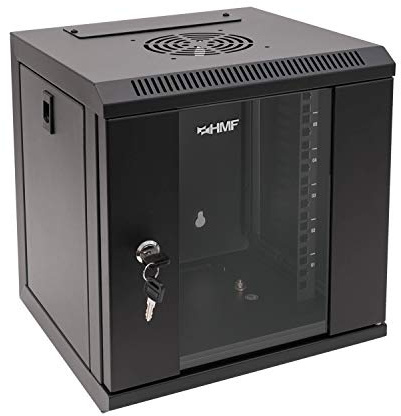 HMF 63306-02 Serverschrank 10 Zoll, 6 HE, Netzwerkschrank, Wandschrank, 10, 31,2 x 30 x 35 cm, Voll Montiert, schwarz