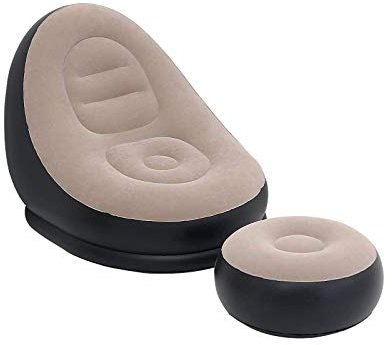 BANGSUN Aufblasbares Freizeit-Sofa, Luftsofa, Hängematte, tragbar, faltbar, Beflockung, Braun