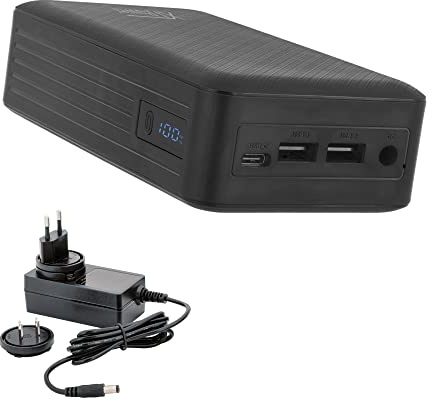 XTPower XT-27000DC-PA Powerbank mit Netzadapter – moderner externer Akku mit DC 5 V bis 24 V + USB-C PD + 2 x USB QC3 mit 26800 mAh – für Laptop Tablet Smartphone Kamera