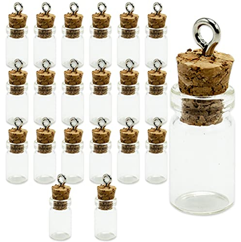 Pack of 20 10 x 28 mm / 1 ml Mini Glass Bottles with Cork Stoppers, Bottle Jar Candy Jars for Favours or Spices (20 Pieces)