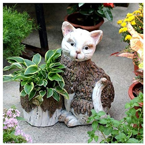 YTOOZ Outdoor-Statue, Gartenskulptur, Gartenornamente, Outdoor-Katze, Blumentopf, süßer Sukkulententopf, kreative Mode, Outdoor-Garten-Blumentopf, Topf-Ornamente, Kunsthandwerk, Topfaufhänger, Ges
