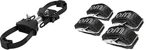 EUFAB 11579 Strap-Rahmenhalter beidseitig, abschließbar, 15 cm Länge & 12011 Textilspanngurte, Spanngurte, für Fahrradträger, 4 Stück