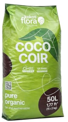 KOKOSFLORA 50 Liter Bag - Kokossubstrat - Reine Bio-Qualität - Packung mit 1 - (BLUMENERDE)
