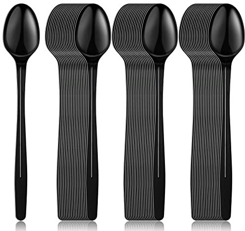 HMDZMR Plastic Spoons, 9 Long Handle Spoon, Sturdy Ice Cream Spoons, Disposable Spoons for Cocktail Stirring Dessert Milkshakes Ice Cream (36 Pack)