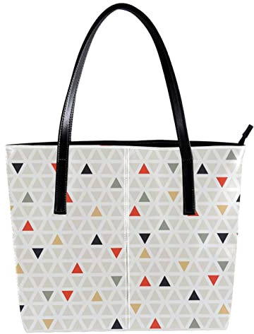 Schultertasche, leicht, lässig, Schultasche, Lehrertasche, Handtasche, Geldbörse, modernes buntes Dreieck-Muster-01, Mehrfarbig