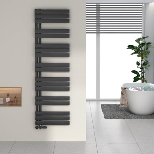 Heilmetz Badheizkörper Flach Design Heizkörper Handtuchtrockner für Badezimmer Handtuchheizkörper mit Seitenanschluss 500x1662mm Handtuchwärmer Anthrazit 849W