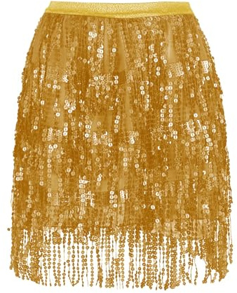 Glitzer Rock Damen Pailletten Rock Stilvoll Glitzer Rock Karneval Fransen Rock