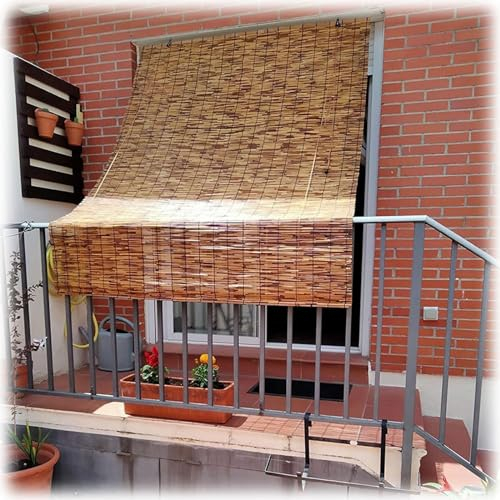 Natur Bambusrollo Lichtfilterung Für Balkon Outdoor Rollo Bambus Sichtschutz Für Fenster Retro Bambus Raffrollo 60x80cm 100x120cm 120x160cm 90% Shading Rate für Küche & Terrasse