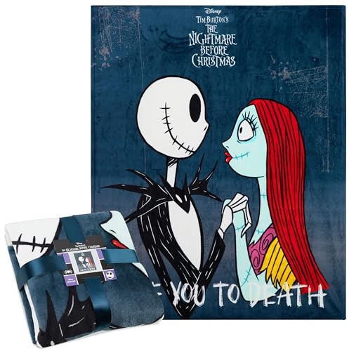 Disney The Nightmare Before Christmas Kuscheldecke 150x130cm, Weiche Fleece Bett- und Sofadecke, Flauschige Decke mit Design, Xmas Geschenke für Fans (Mehrfarbig)