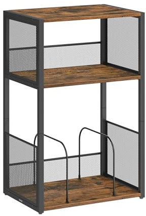 VASAGLE Plattenspieler-Ständer, 3 Etagen, Beistelltisch, Aufbewahrung von Schallplatten, bis zu 100 Alben, Tisch für Wohnzimmer, Schlafzimmer, vintagebraun LET275K01