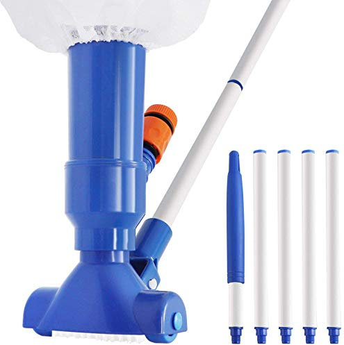 PLJKIHED Inflatable Paddling Pool Portable Pool Vacuums Mini Jet Underwater Cleaner With Telescopic Swimming Pole, Brush, Mesh Bag For Cleaning Small Swimming Pool Spa Stabilize