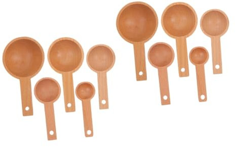 PRETYZOOM 10 Pezzi Set di misurini in faggio cucchiaio misurino di zucchero palette per bucato per bidoni cucchiaini misurino paletta per il bucato cucchiai dosatori di legno piccola paletta