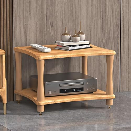 LYXWGRZD 4/3/2/1-stufiger Audio Rack HiFi Regal, HiFi Rack aus Holz, Multifunktions-Phonoschrank mit offenem Speicher, Record Player Stand mit Kupferfußnägeln(Wood Color,42cm/16.5in)