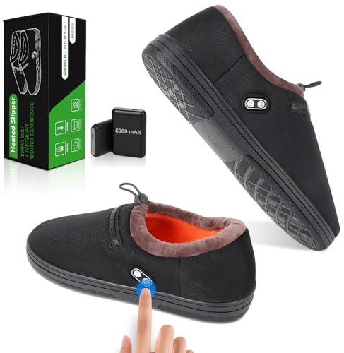 Zapatillas Calefactables, Rtdep Calentadores de Pies con batería de 5V 5000mAh, Calentadores de Pies Avec Commande de commutateur Dual, Calentador de Pies Electrico para Mujeres y Hombres