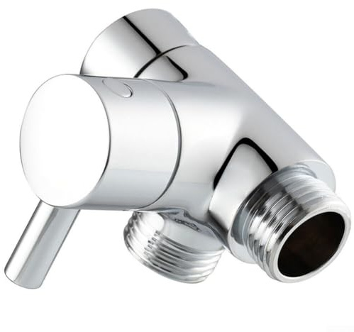HEBEOT Valvola deviatrice per doccia a 3 vie, deviatore da 1,27 cm, in ottone, per soffione doccia a 3 vie, staffa di montaggio con valvola splitter (argento)