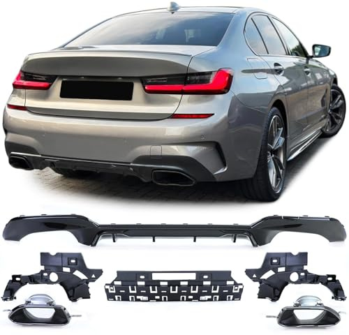 Sport Heckdiffusor Glanz + Endrohre 340 Look passt für BMW 3er G20 G21 320 330