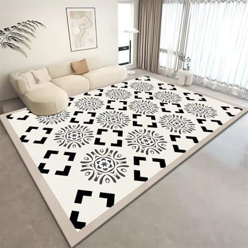 RUGMRZ Moderne Teppiche Ultra Soft Modern Area Rugs Elegante schwarz-weiße Haushaltsteppiche sind leicht zu verstauen und schimmelresistent Teppich Badezimmer Teppich Für Bürostuhl 180X250CM