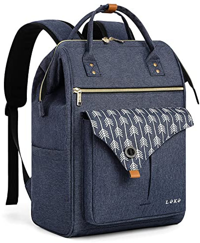 Lekesky Sac à dos pour ordinateur portable femme 17.3 pouces Sac à dos scolaire Sac à dos de travail Daypack imperméable pour uni/voyage/business/travail, Bleu