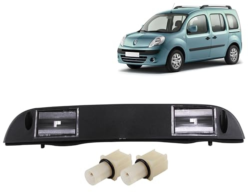 INLY Éclairage de la plaque d'immatriculation Porte-lumière pour le capot arrière compatible avec Kangoo II (2008-2013), Noir, hayon, numéros OEM : 265103161R, 8200419876