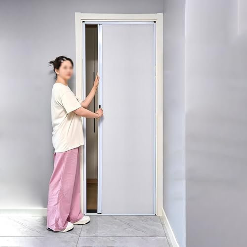 Jievmrs Falttür Faltbare Schiebetür Als Trennwand, Innenfalttür Ohne Bohren mit Aluminiumrahmen, Waschküche/Türöffnung im Falttürstil(32x80in(81x203cm))
