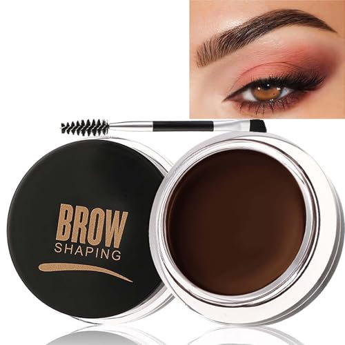 Waterproof Eyebrow Pomade Kit with Dual-Ended Brush - Smudgeproof & Long-Lasting 3D Brow Gel Soap (Dark Brown) | Quick-Dry Formula, Oil-Free & 12H Wear for Natural-Looking Defined Brows